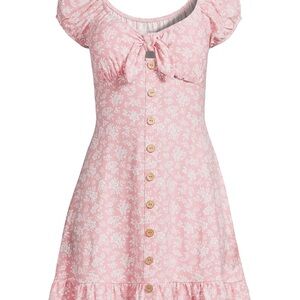 No Boundaries Juniors Button Front Pink Floral Dress